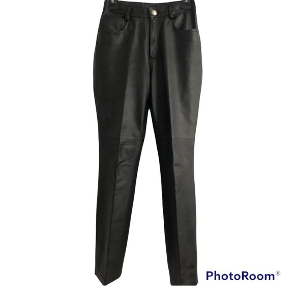 NEWPORT NEWS 100% Black Leather Pants sz. 4 - Picture 2 of 9